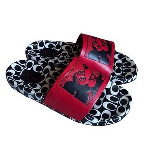Coach Women’s Mickey Rubber Slide Keith Haring Collab Black White Red Size 9